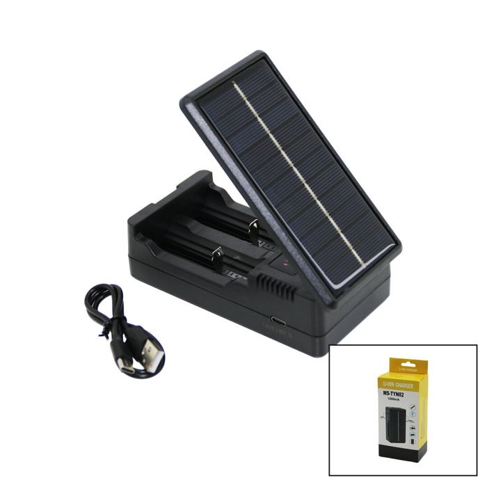 LI-ION CHARGER MS-TYN82  SOLAR - GÜNEŞ ENERJİLİ   2Lİ   PİL ŞARJ  ALETİ  1200mA (4549)