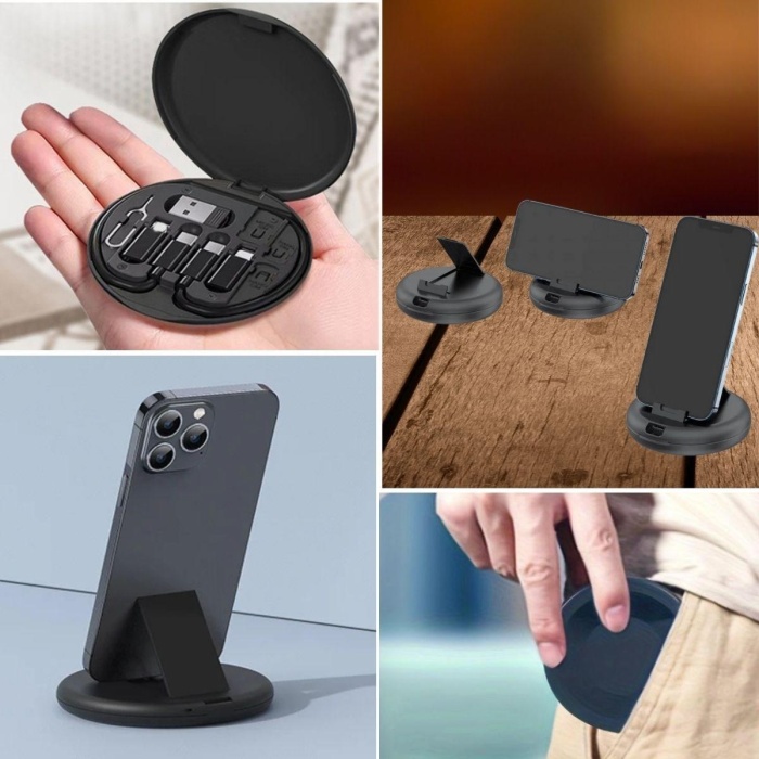 60w Destekli Kablo Kutusu Seyahat Kablo Seti 5&amp;#39;i 1 arada USB Type-C Şarj Kablosu Seti (4549)