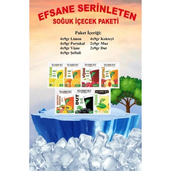 Mahbuba Efsane Serinleten Soğuk Toz İçecek 24 Adet Karışık Meyve Paketleri