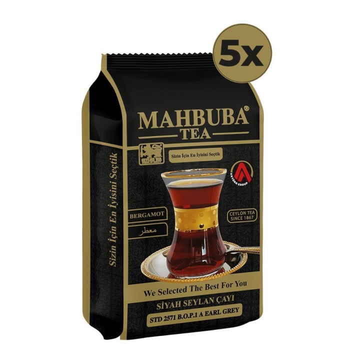 Mahbuba Tea 5x200gr STD 2571 Earl Grey Bergamot Aromalı İthal Seylan Sri Lanka Ceylon Kaçak Siyah Yaprak Çayı