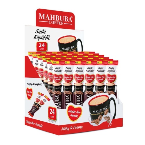 Mahbuba Coffee 3ü1 Arada Sütlü Köpüklü Hazır Kahve 24x18gr