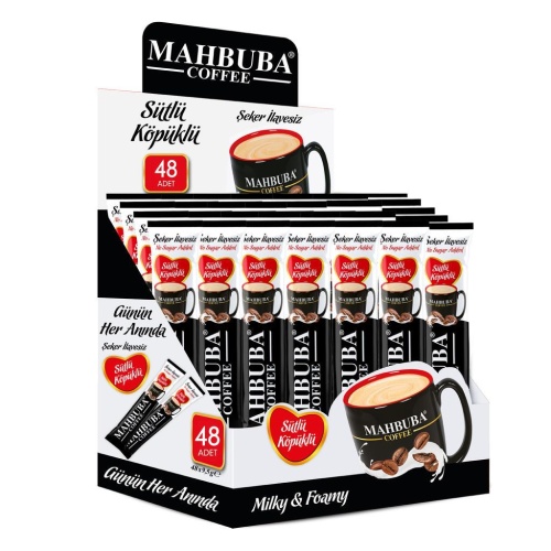 Mahbuba Coffee 2si1 Arada Şekersiz Sütlü Köpüklü Hazır Kahve 48x9,5gr