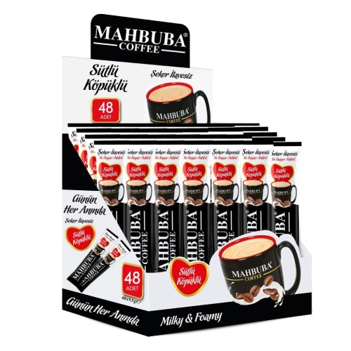 Mahbuba 2si1 Arada Şekersiz Sütlü Köpüklü Hazır Kahve 48x9,5gr