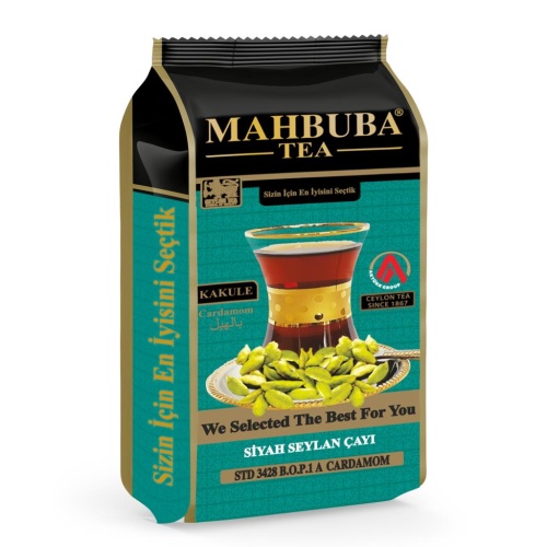 Mahbuba Tea STD 3428 Kakule Cardamom Aromalı İthal Seylan Sri Lanka Ceylon Kaçak Siyah Yaprak Çayı 200gr