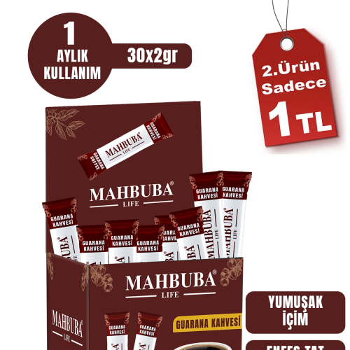 Mahbuba Life Guarana Özlü Premium Detox Diyet Zayıflama Kahvesi Gün Boyu Enerji 30x2gr 1 Aylık Kullanım