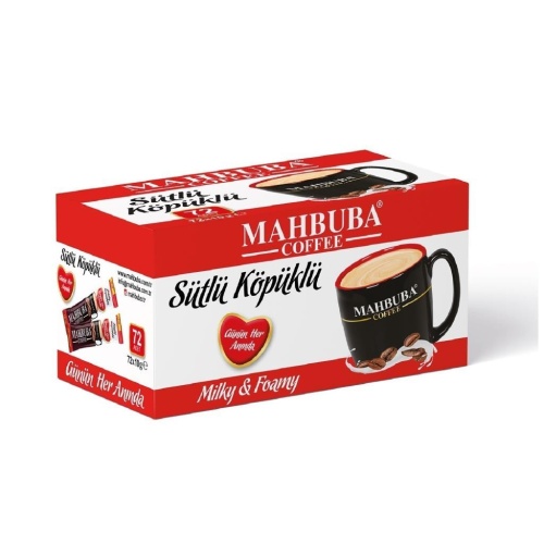 Mahbuba 3ü1 Arada Sütlü Köpüklü 72x10gr Mini Küçük Boy İkramlık Otobüs Hazır Kahve Kutu