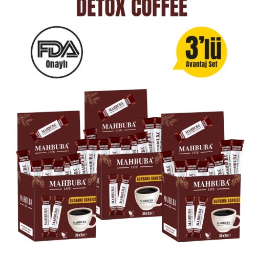 Mahbuba Life Guarana Özlü Premium Detox Form Diyet Kahvesi Gün Boyu Enerji 3x60gr ( 3 Aylık 90 Kullanım )