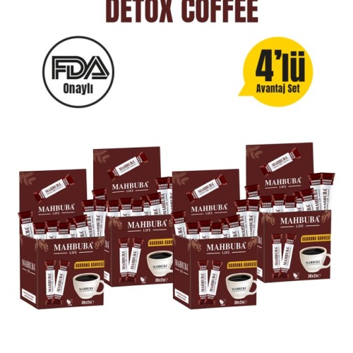 Mahbuba Life Guarana Özlü Premium Detox Form Diyet Kahvesi Gün Boyu Enerji 4x60gr ( 4 Aylık 120 Kullanım )