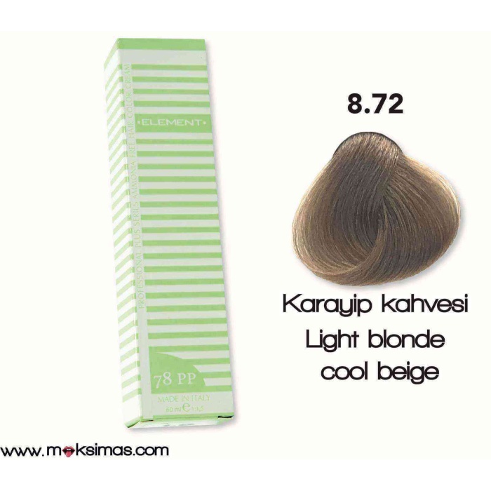 ELEMENT PROF.AMONYAKSIZ BITKISEL KALICI BOYA 60ML NU: 8.72