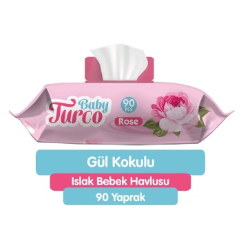 Baby Turco Gül Kokulu Islak Mendil 90 Yaprak