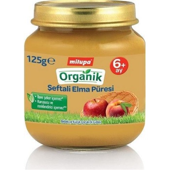 Milupa Organik Şeftali Elma Püreli Kavanoz Maması 125 gr