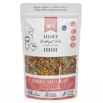 Organik Karışık Sebzeli Bakliyat Unlu Boncuk Makarna 200 Gr +8 Ay