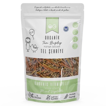 Organik Karışık Sebzeli Tam Buğday Tel Şehriye 180 Gr +8 Ay
