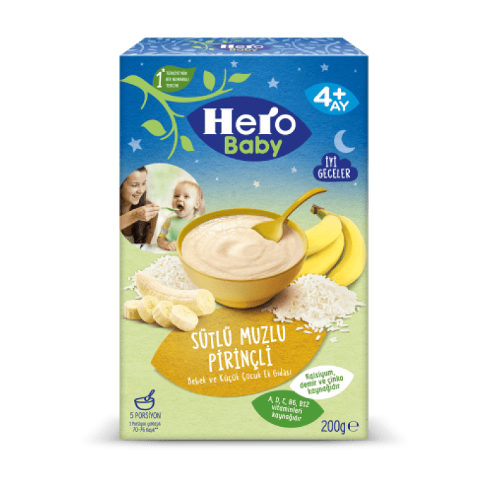hero baby Sütlü Muzlu Pirinçli kaşık maması 200 gr