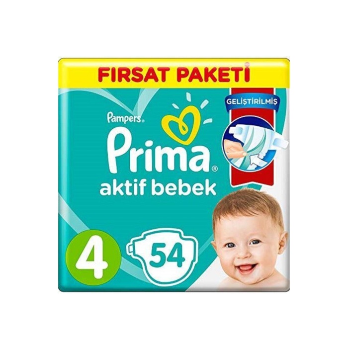 Prima Aktif Bebek Ekonomik Paket 4 Numara 54 Adet Bebek Bezi