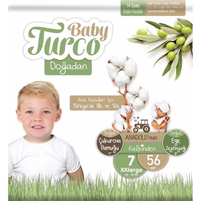 Baby Turco Bebek Bezi 7 Beden 20-30 kg 56 Adet