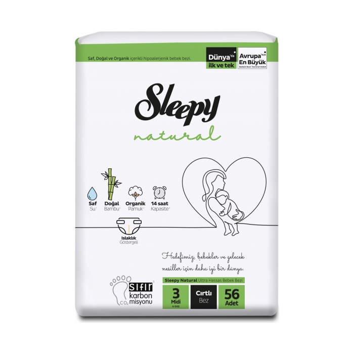 Sleepy Bebek Bezi Natural 3 Beden 4-9 kg 56 Adet