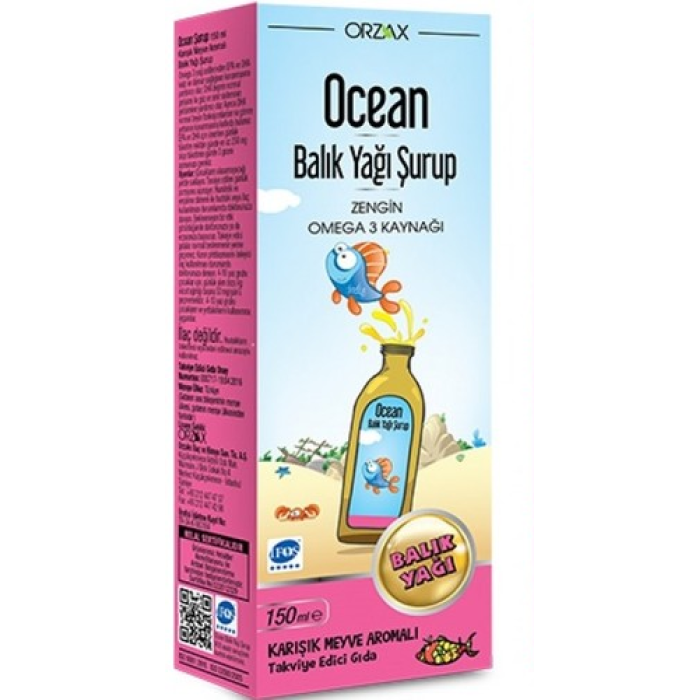 Orzax Ocean Balık Yağı Şurubu Karışık Meyve Aromalı Şurup 150 ml