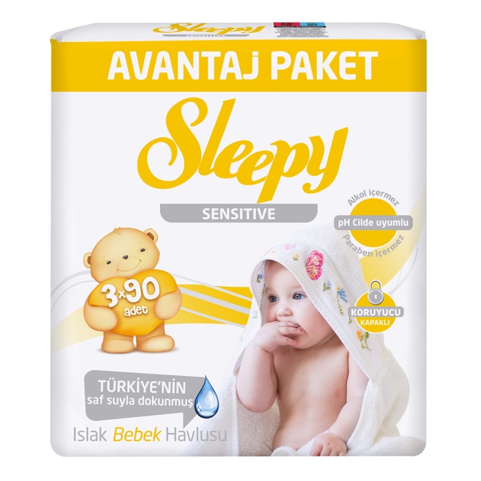 Sleepy Sensitive Islak Havlu 3x90lı