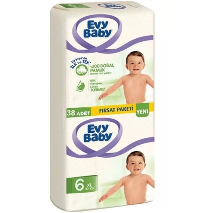 Evy Baby 6 XL (15+ kg) Bebek Bezi 38 Adet (2li Fırsat Paketi)