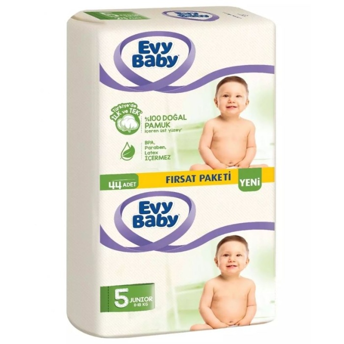 Evy Baby 5 Junior (11-18 kg) Bebek Bezi 44 Adet (2li Fırsat Paketi)