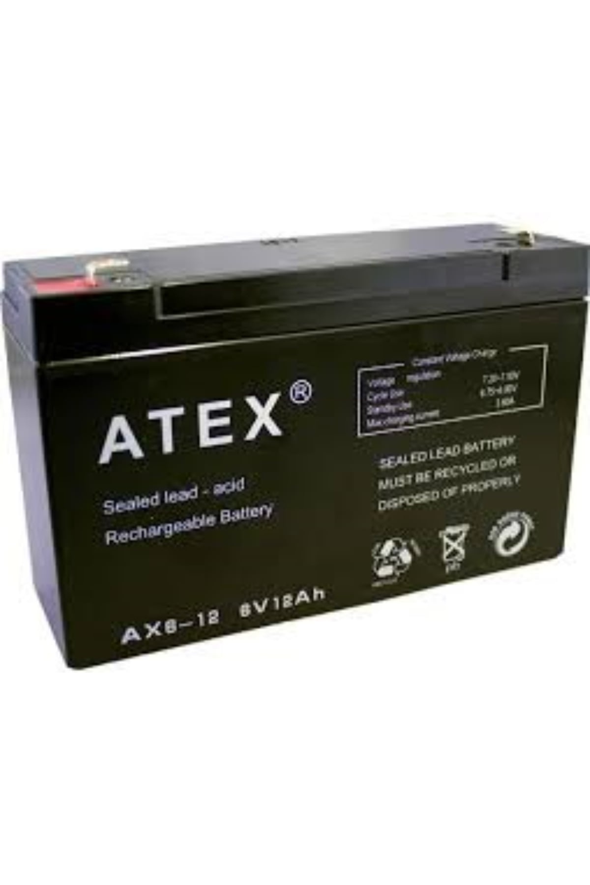 Atex Ax6-12 İnce Akü 6V 12Ah Amper*10 - 10-0006 - 2345