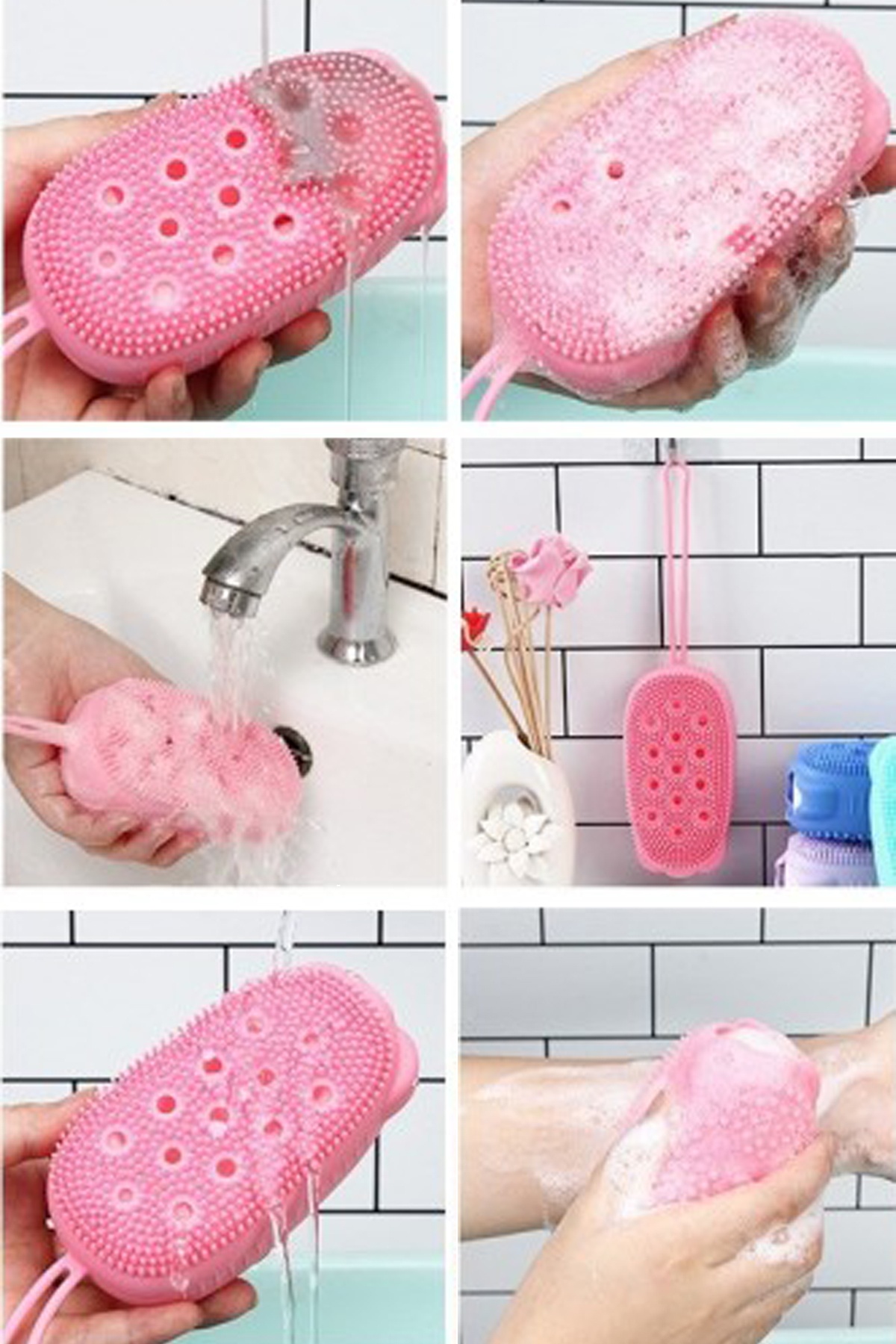 Scrub Mitt İçi Süngerli Kese Köpüren Silikon Banyo Kesesi