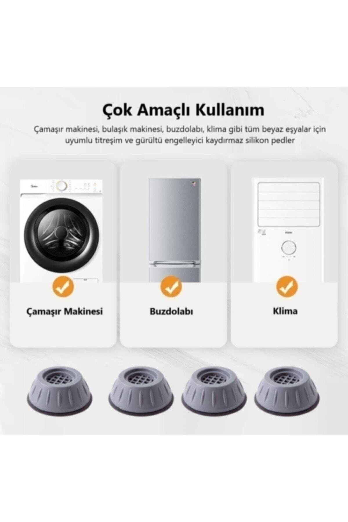 Gürültü Engelleyici Ve Kaymaz Titreşim Önleyici Kauçuk Ayak Pedleri Çamaşır Makinesi Stoper 4lü Set