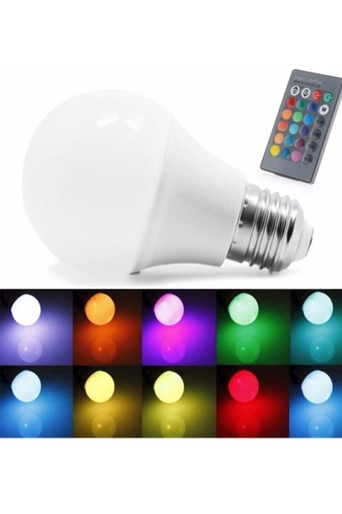 RGB Led Ampul E27 Kumandalı 10W Çok Renkli Aydınlatma