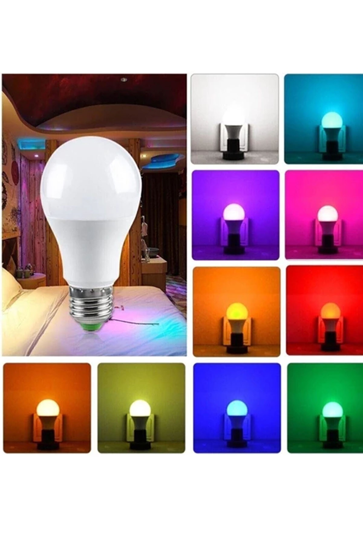 RGB Led Ampul E27 Kumandalı 10W Çok Renkli Aydınlatma