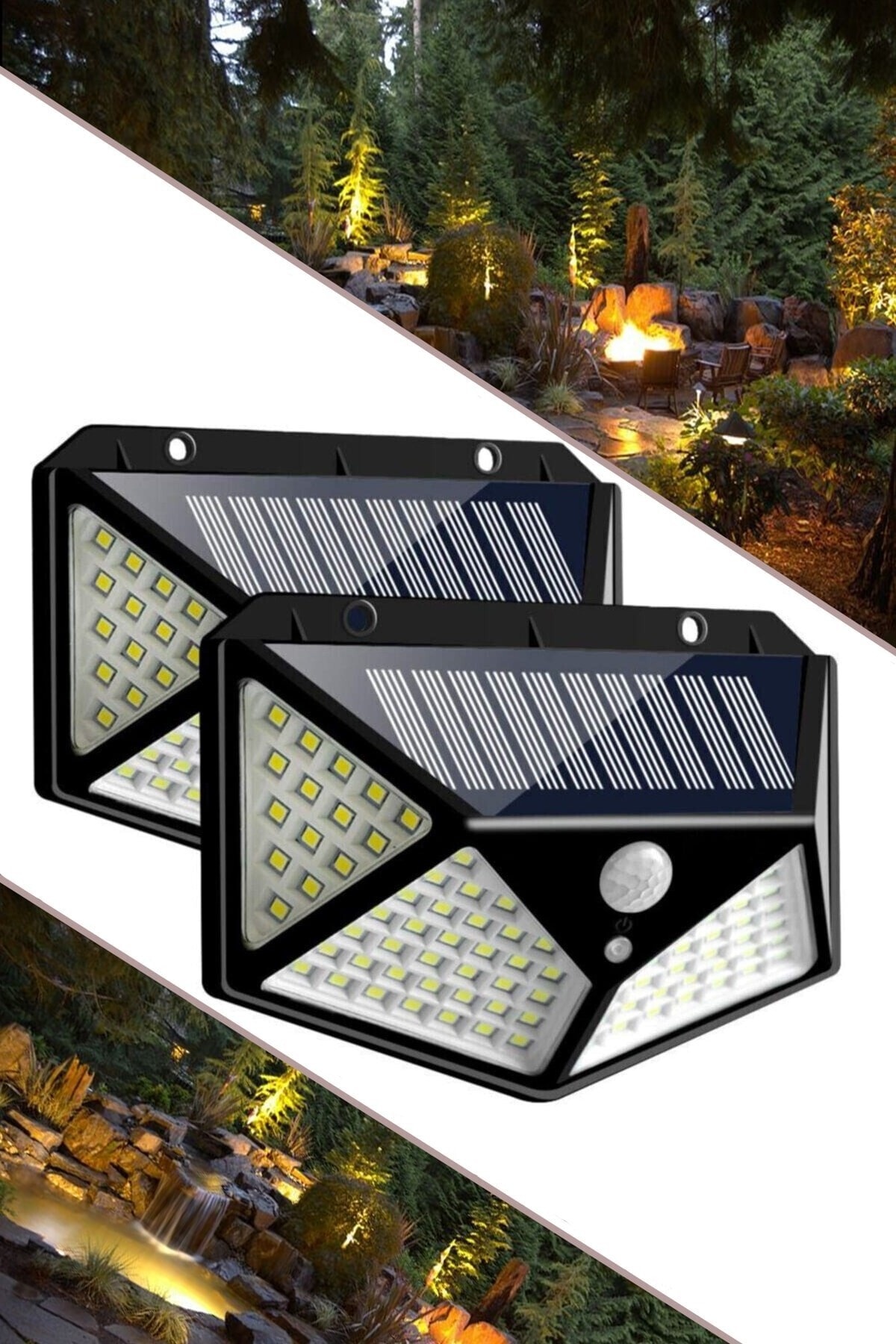 Güneş Enerjili Bahçe Lambası 100 Led Bahçe Aplik Solar Bahçe Lambası 1410