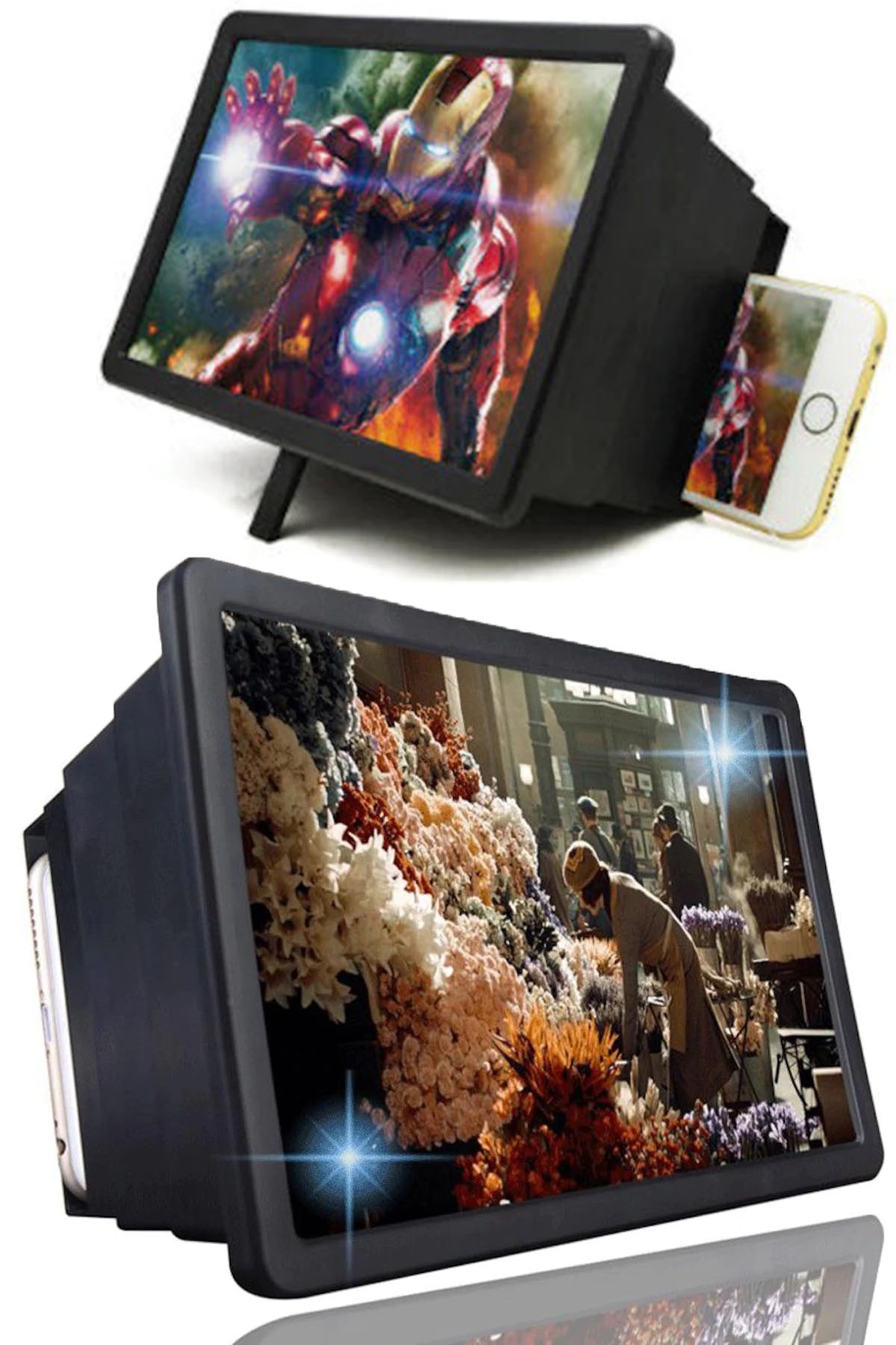 Mobee 3D HD Görüntülü Telefon Ekran Büyüteç Tüplü TV Ekran Görünümlü Büyüteç 1420