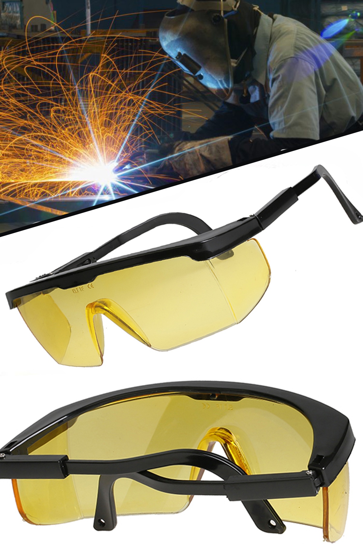 Mobee Eltos EAG005 Ayarlı Çapak Gözlüğü Sarı Renkli Ce Koruyucu Gözlük İş Güvenlik 1410