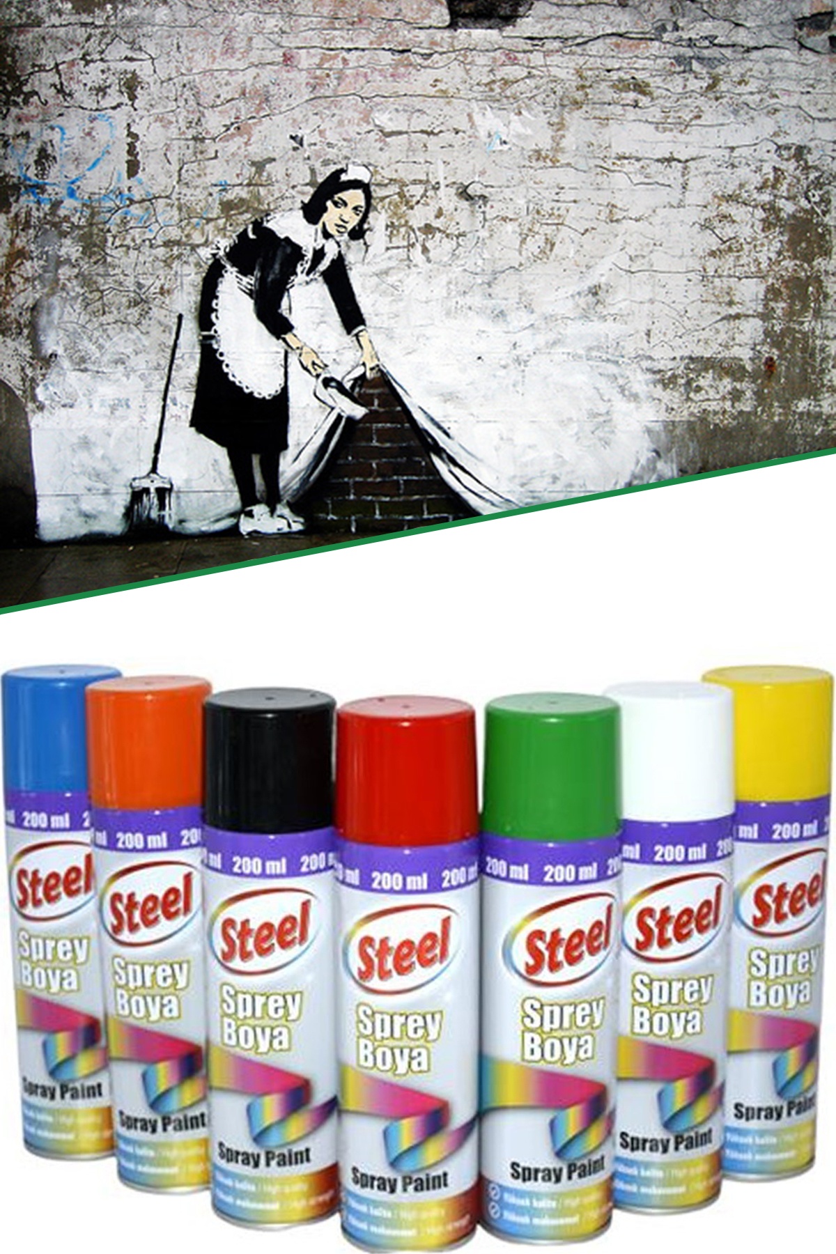 Mobee Steel Sprey Boya Siyah 200 Ml Grafiti Boyası 1410