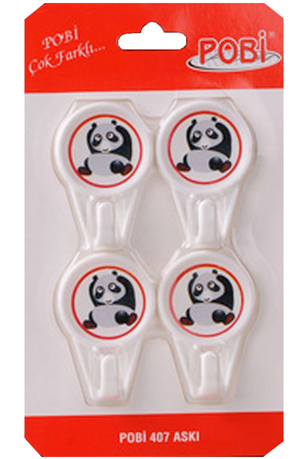 Mobee Pobi-407 4lü Figürlü Sevimli Hayvan Askı Panda Şekilli Mutfak Askısı