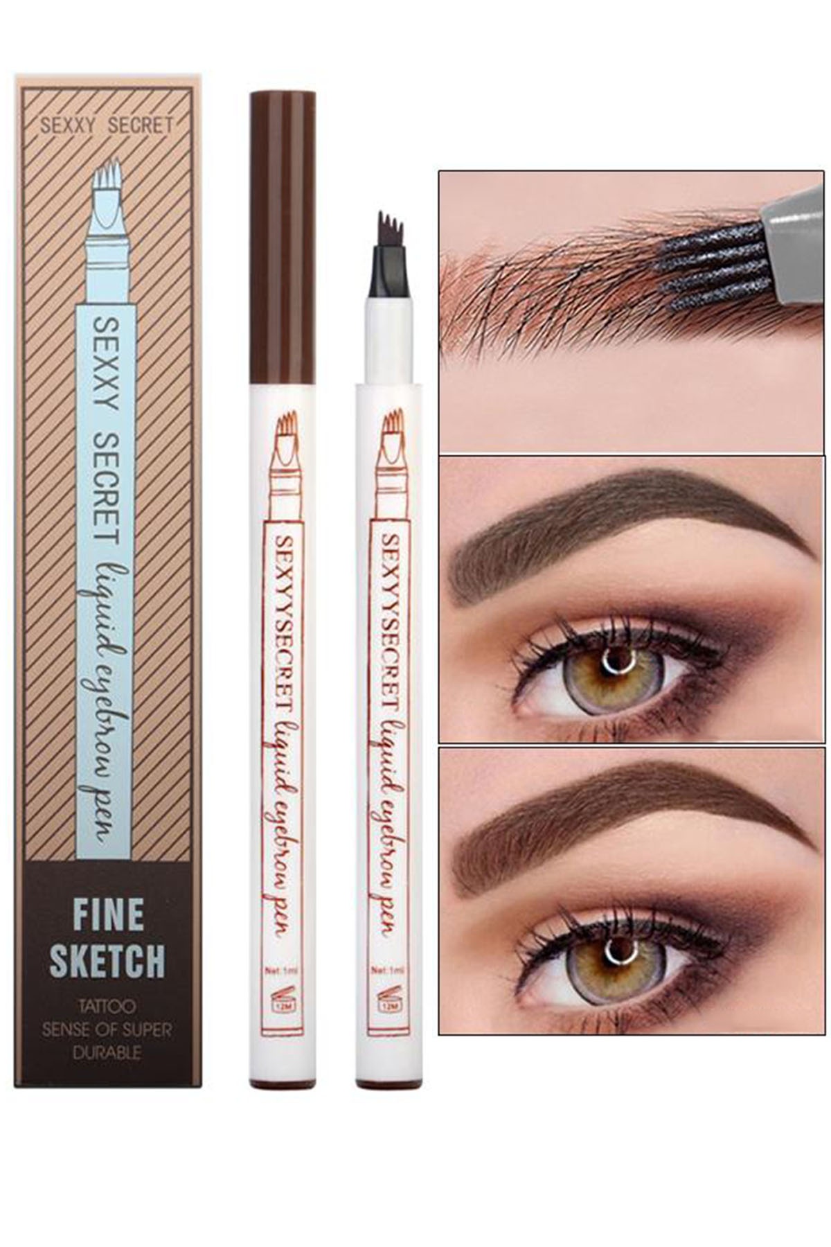 Fine Sketch Kaş Kalemi Şekillendirme Boyama Rimeli Kalıcı Microblading (Kestane)