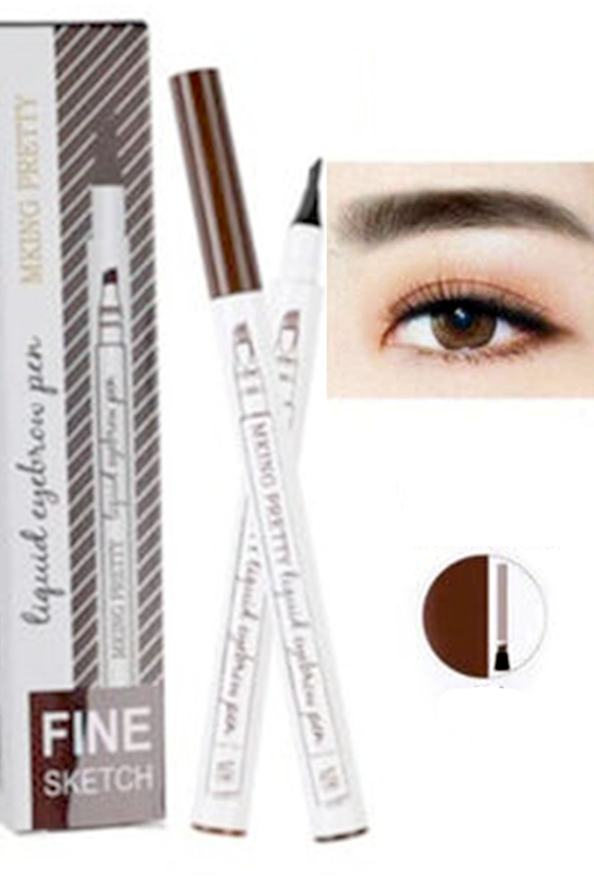 Fine Sketch Kaş Kalemi Şekillendirme Boyama Rimeli Kalıcı Microblading (Açık Kahve)