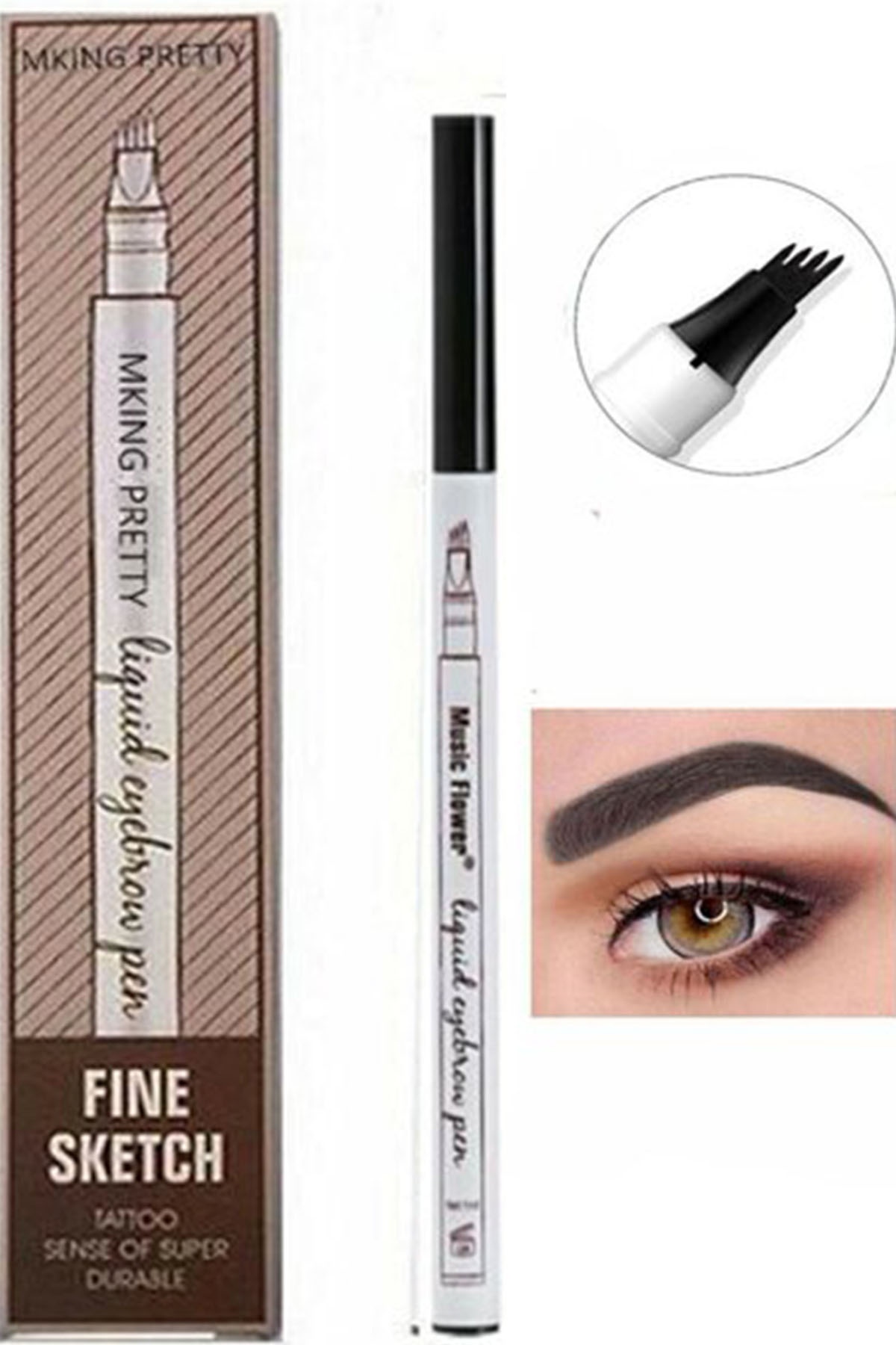 Fine Sketch Kaş Kalemi Şekillendirme Boyama Rimeli Kalıcı Microblading (Siyah)