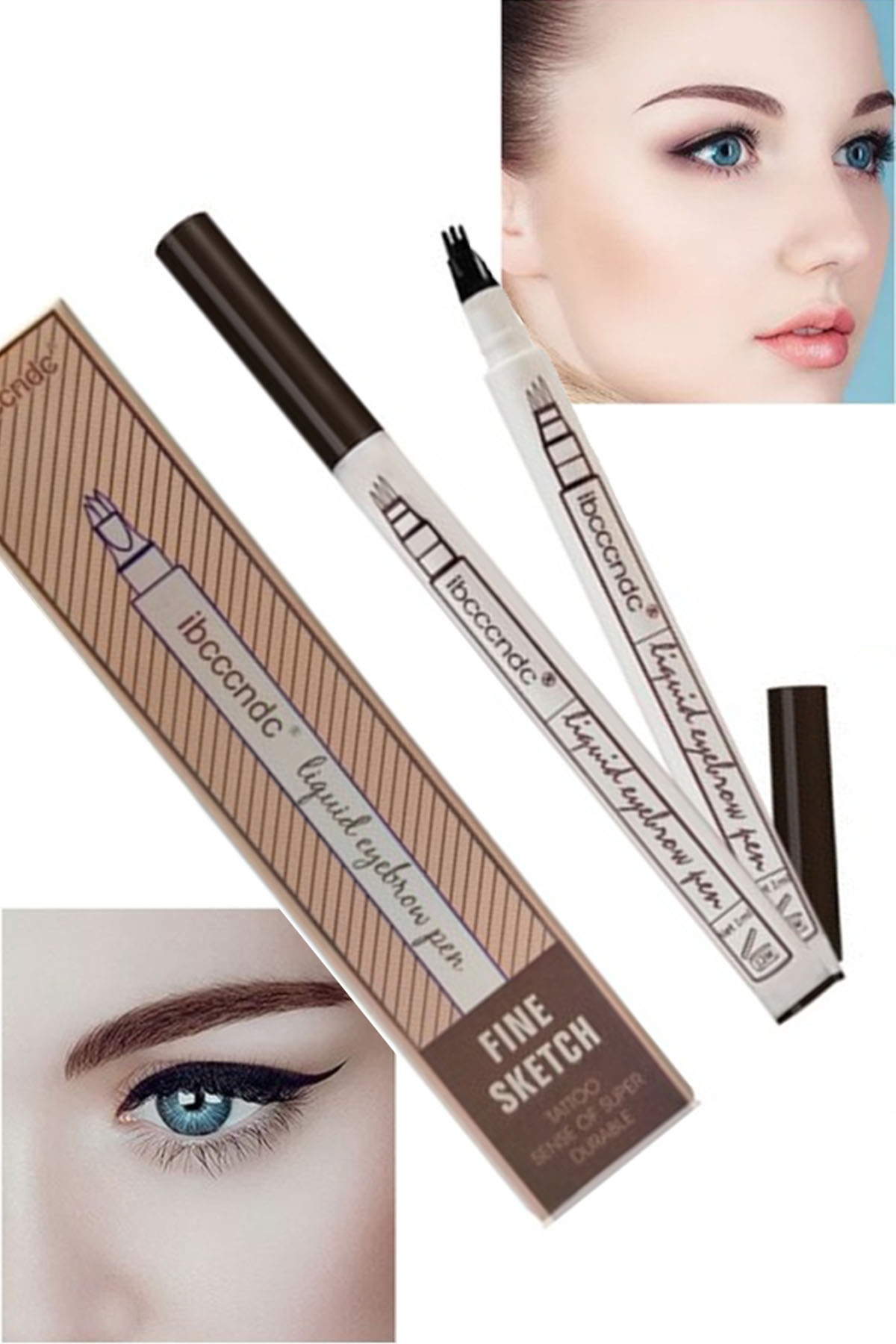 Fine Sketch Kaş Kalemi Şekillendirme Boyama Rimeli Kalıcı Microblading (Siyah)