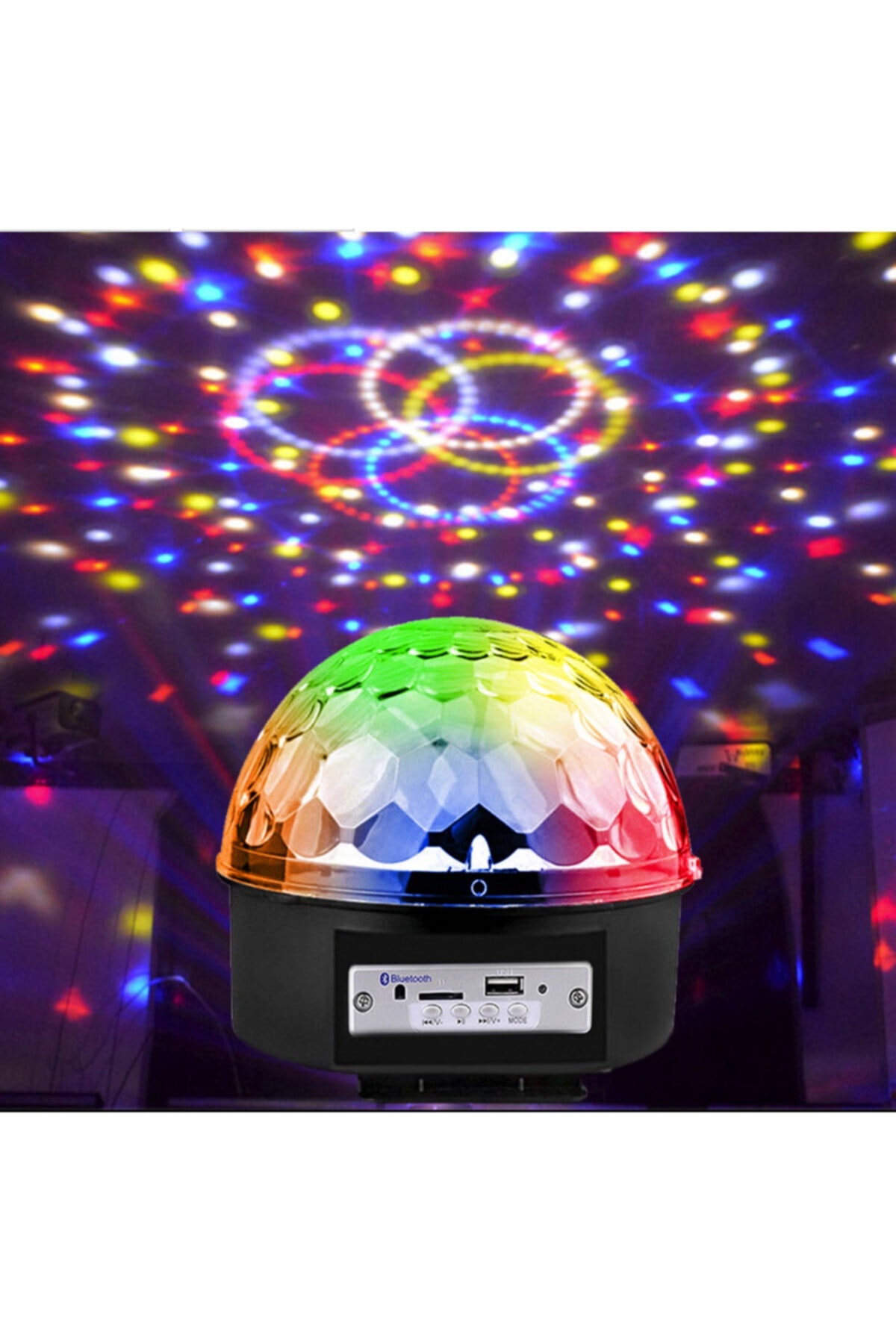 Parti Malzemesi Sese Duyarlı Bluetoothlu Led Küre Disko Topu Renkli Işıklı Lazer