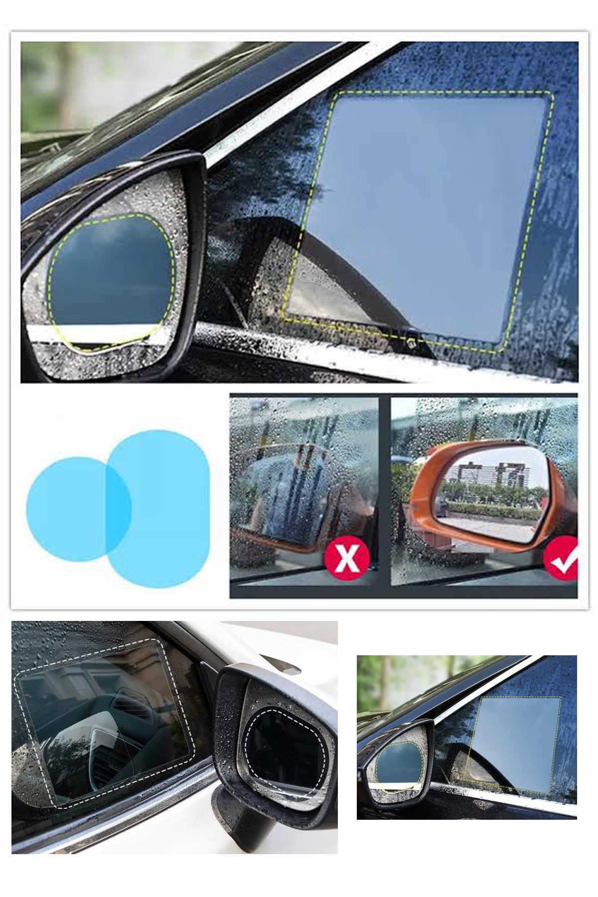 Araba Cam Ve Ayna Yağmur Kaydırıcı Film (Çift) Pratik Sağlam