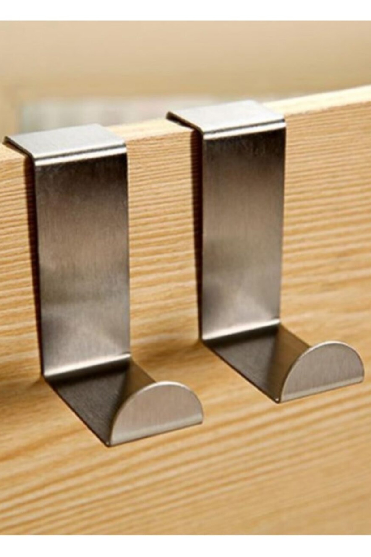 Paslanmaz Çelik Dolap Ve Çekmece Kapı Üstü Metal Kanca Askı - 4lü Set