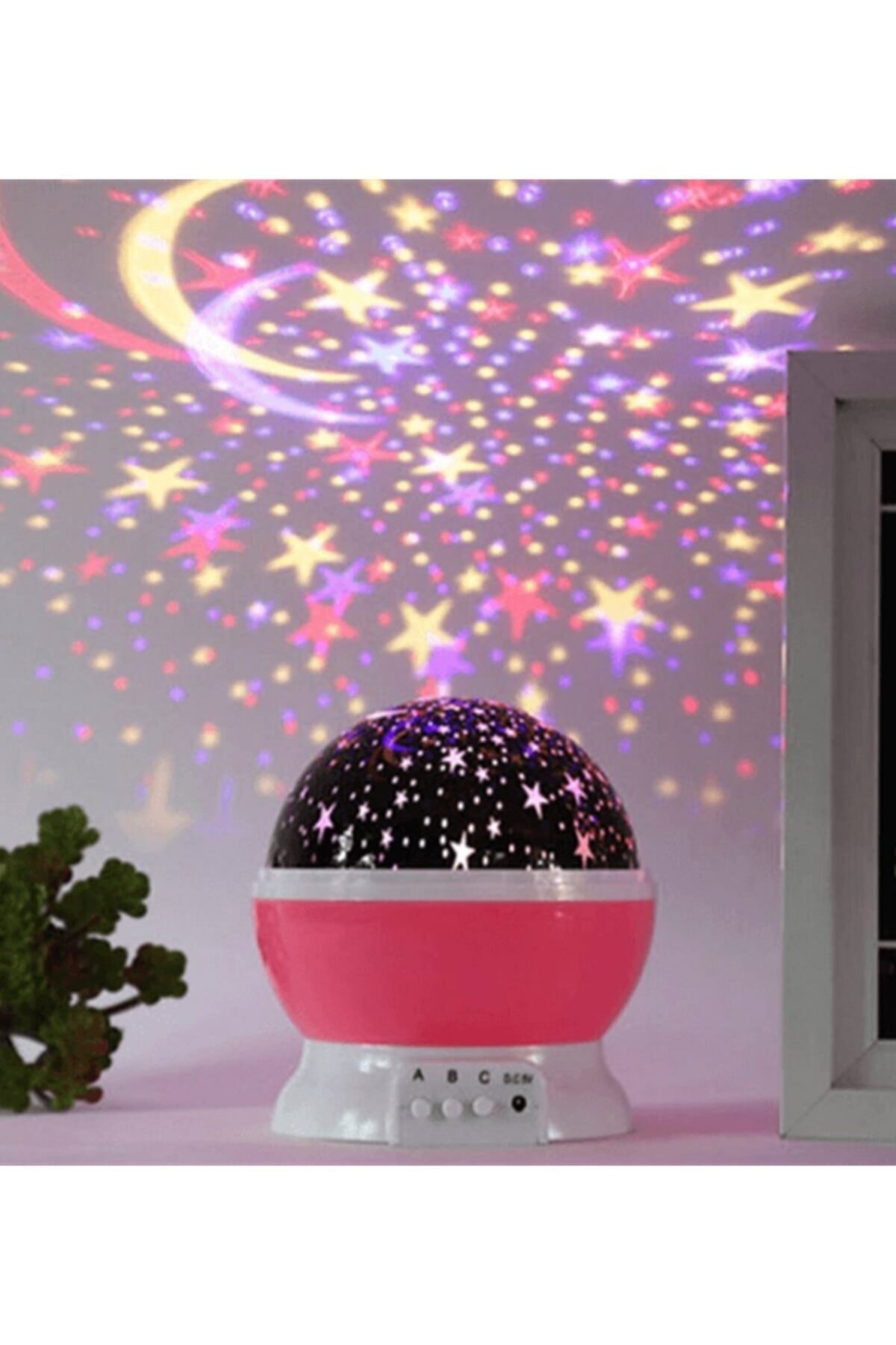 Projeksiyonlu Dönen Renkli Star Master Gece Lambası Pembe Renk
