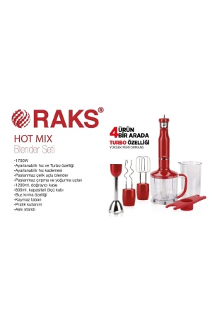 Raks Hot Mix Blender Set 4İn1 1700W Turbo*9 - 11-0865 - 2345