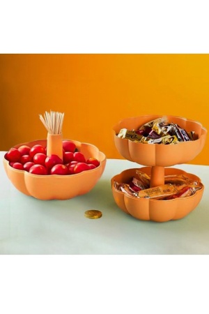 Pumpkin Balkabağı Şeklinde Çerezlik 2 Katlı Olabilen Kapaklı Çerez Kasesi