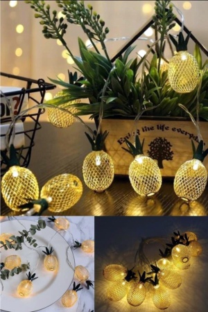 Dekoratif Ananas Pilli 2 Metre 10 Led Ananaslı Lamba Aydınlatma 1430