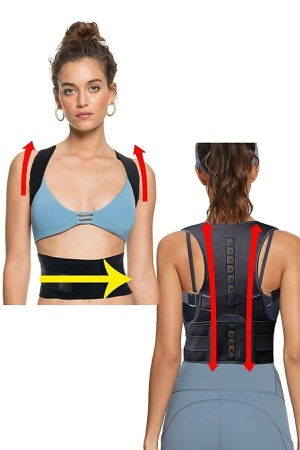 Manyetik Dik Duruş Kamburluk Önleyici Korse Siyah Unisex Bel Ağrıları İçin Medikal Korse