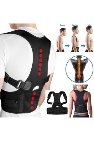 Siyah Medikal Unisex Belden Kemerli Dik Duruş Korsesi Bel Sırt Ağrıları Korsesi