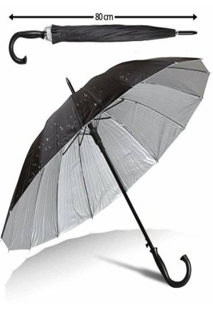 Rüzgarda Ters Dönmeyen Kırılmayan Baston Saplı 16 Telli Siyah 80 Cm Şemsiye