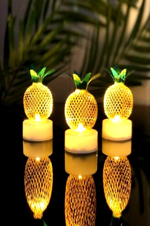 Mini Ananas Gece Lambası 3Lü Şirin Led Işık Seti